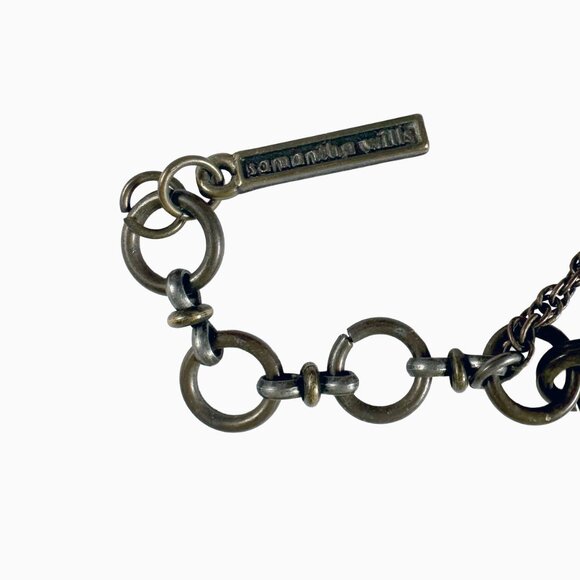 Samantha Wills Panther Crystal Crescent Necklace Brass Chain Old Money Boho Luxe - Picture 8 of 10